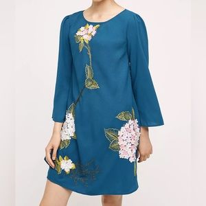 Anthropologie Varun Bahl Embroidered Floral Applique Dress Sz 6 EUC
